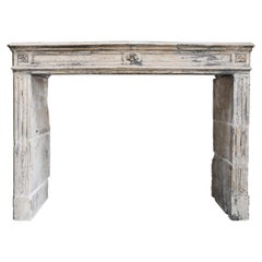 Antique Mantelpiece of French Limestone, 19th Century, Louis XVI