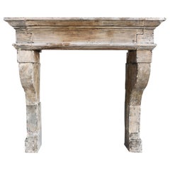 Antique Mantelpiece of Limestone from the 19th Century in Style of Louis XIII