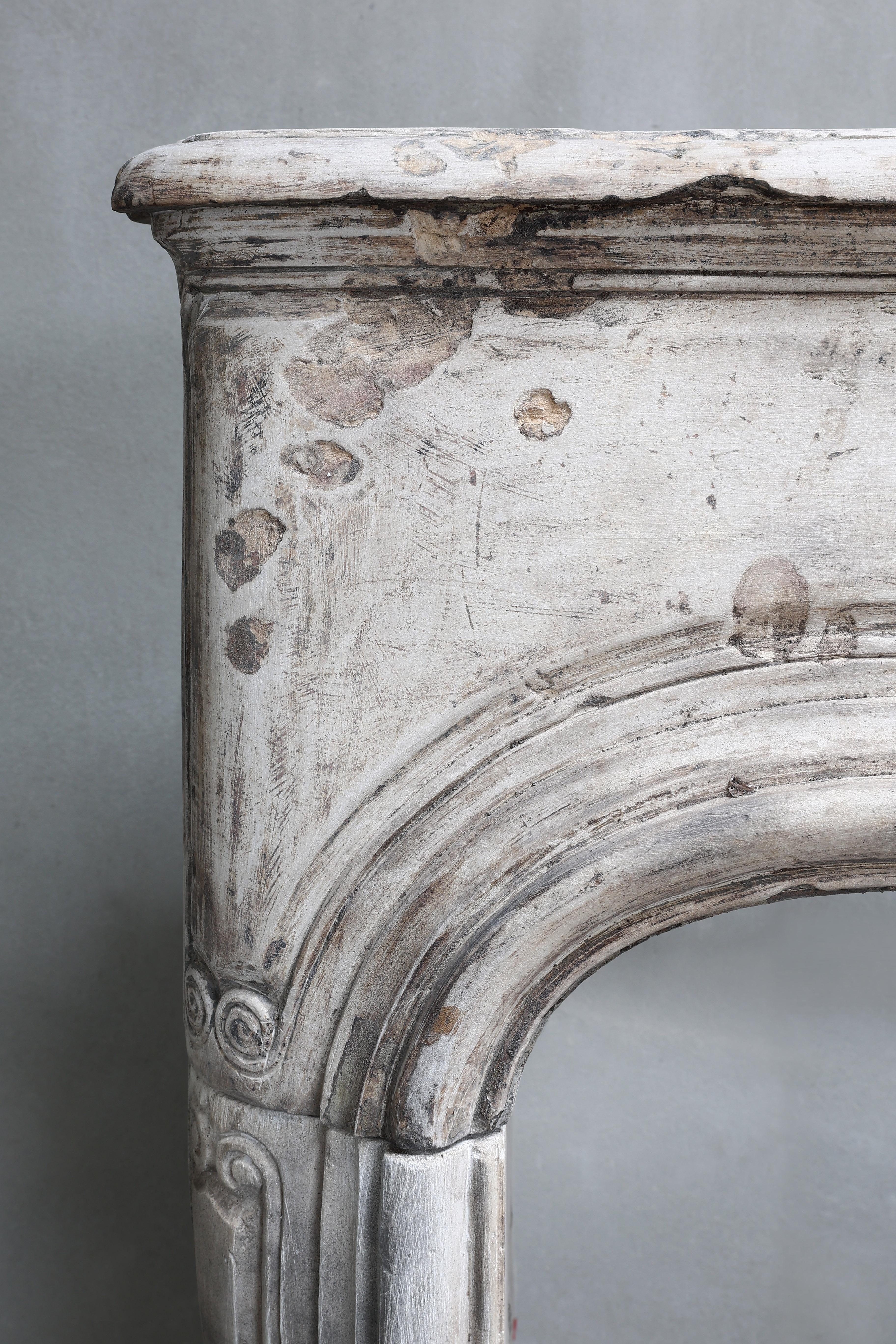 19th Century Limestone Fireplace Mantel from France 1