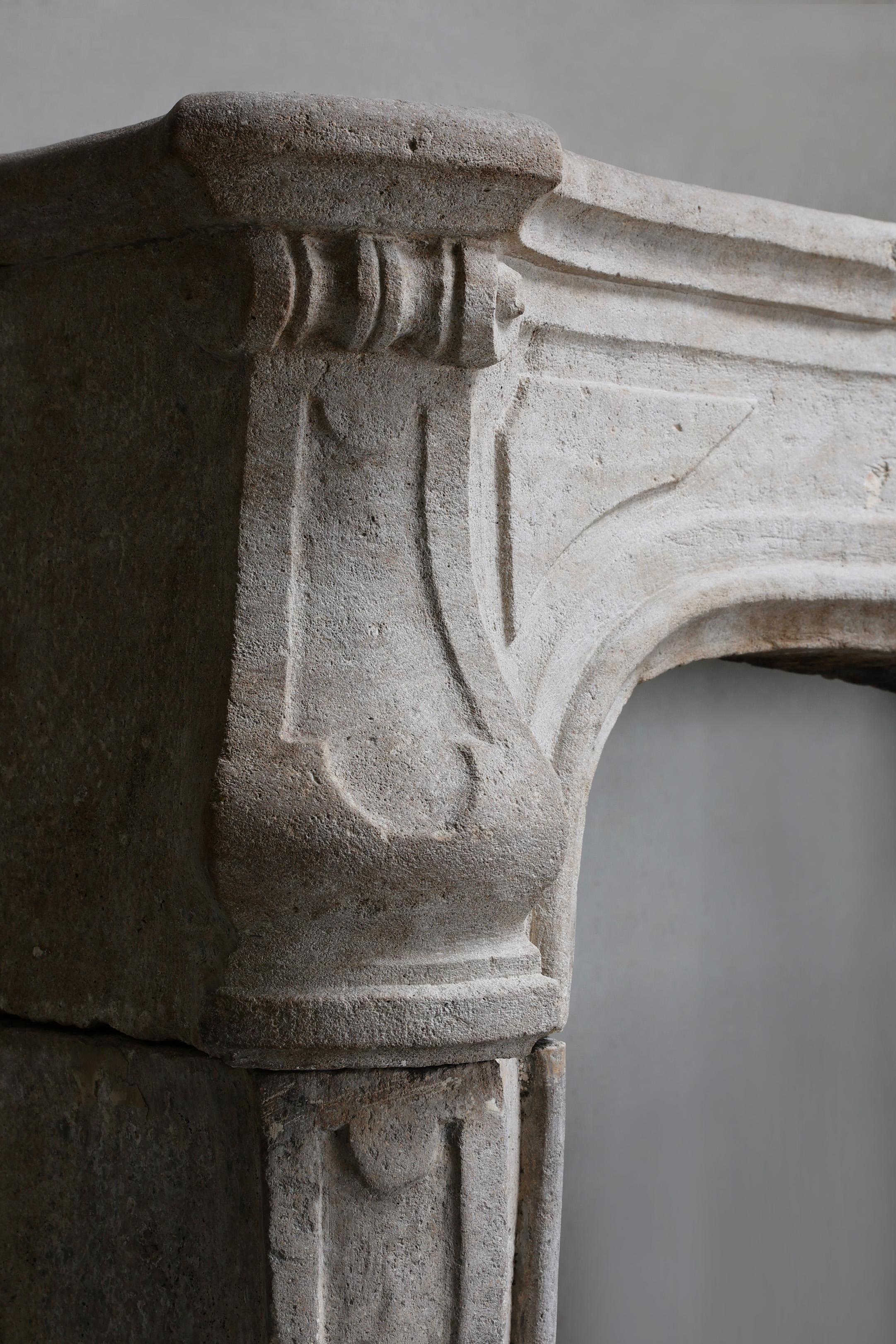 Mantello antico in pietra calcarea francese del XIX secolo, Luigi XV in vendita 7