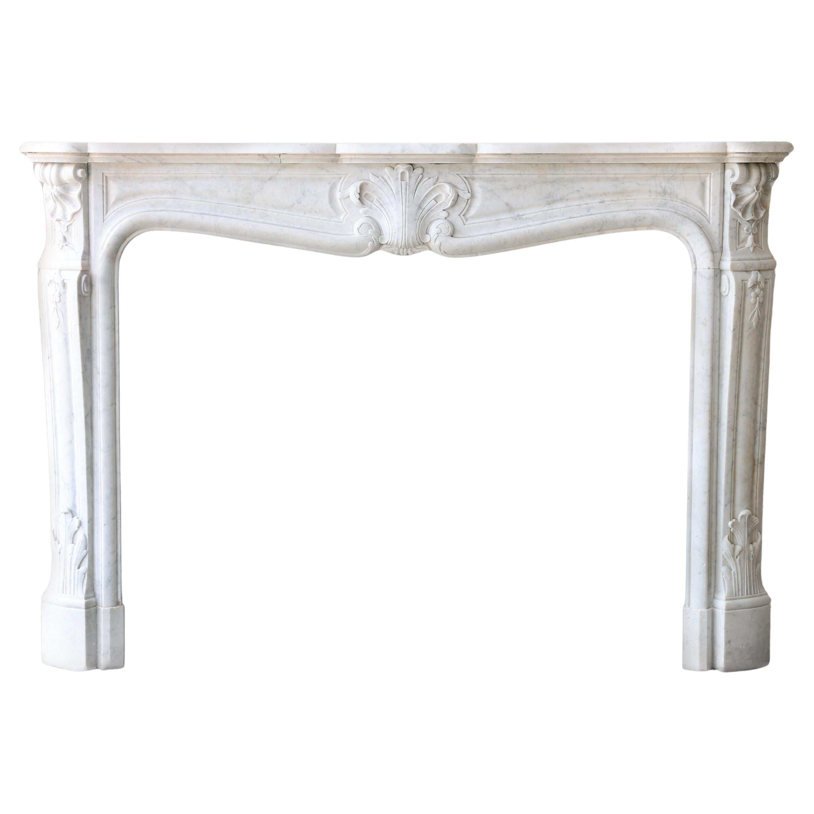Antique mantle surround of carrara marble in style of Louis XV, 19th century