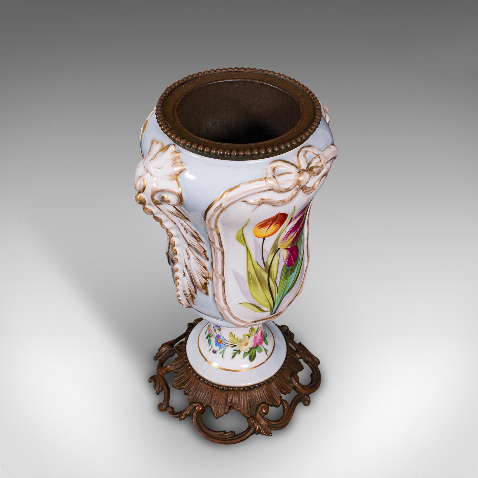 19th Century Antique Mantlepiece Vase, French, Ceramic, Planter, Jardiniere, Victorian, 1900 For Sale
