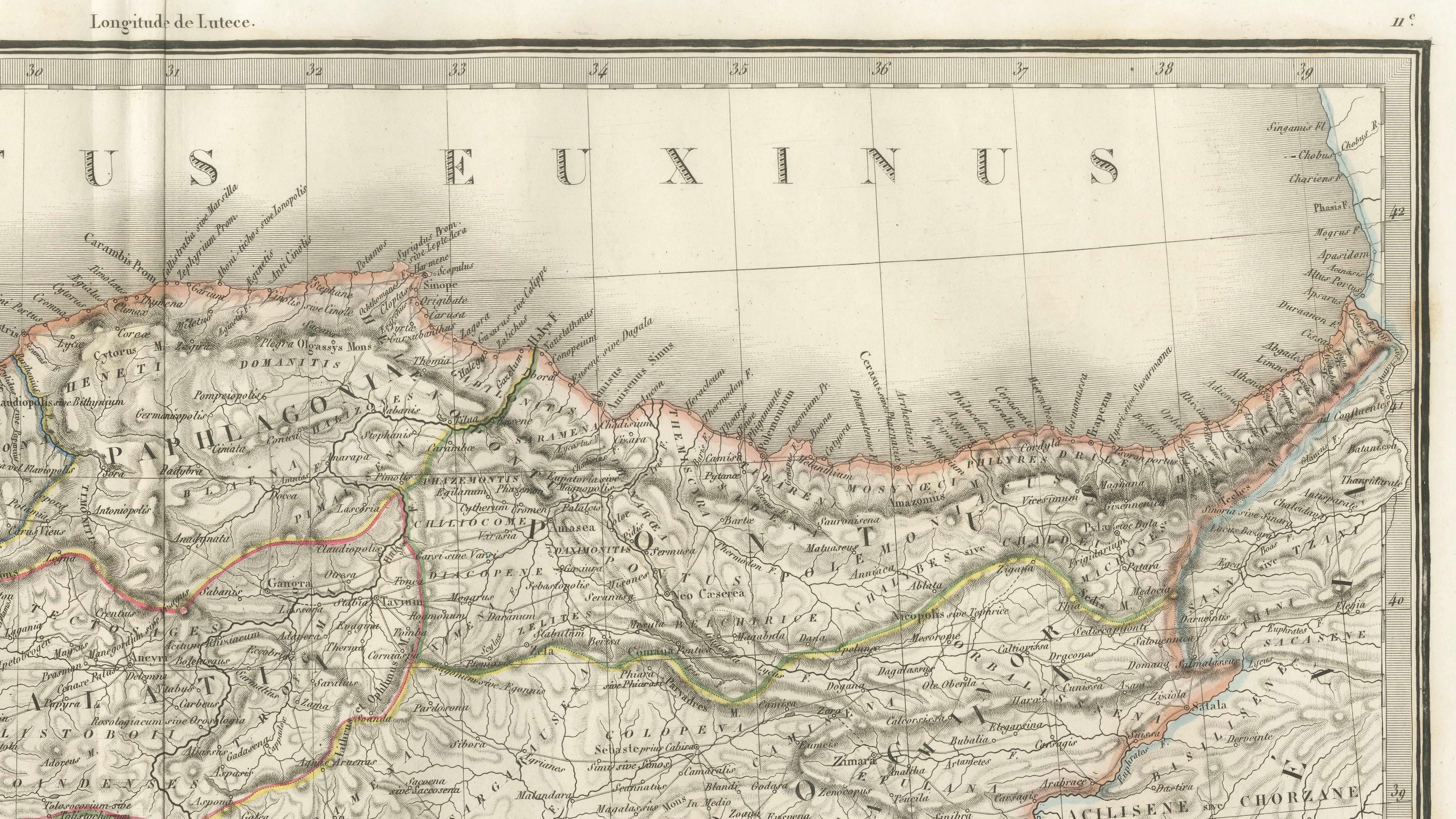 Antique Map Asia Minor Turkey Levant, Lapie 1838 – Hand Colored Engraving