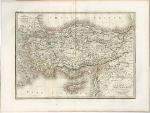 Antique Map Asia Minor Turkey Levant, Lapie 1838 – Hand Colored Engraving