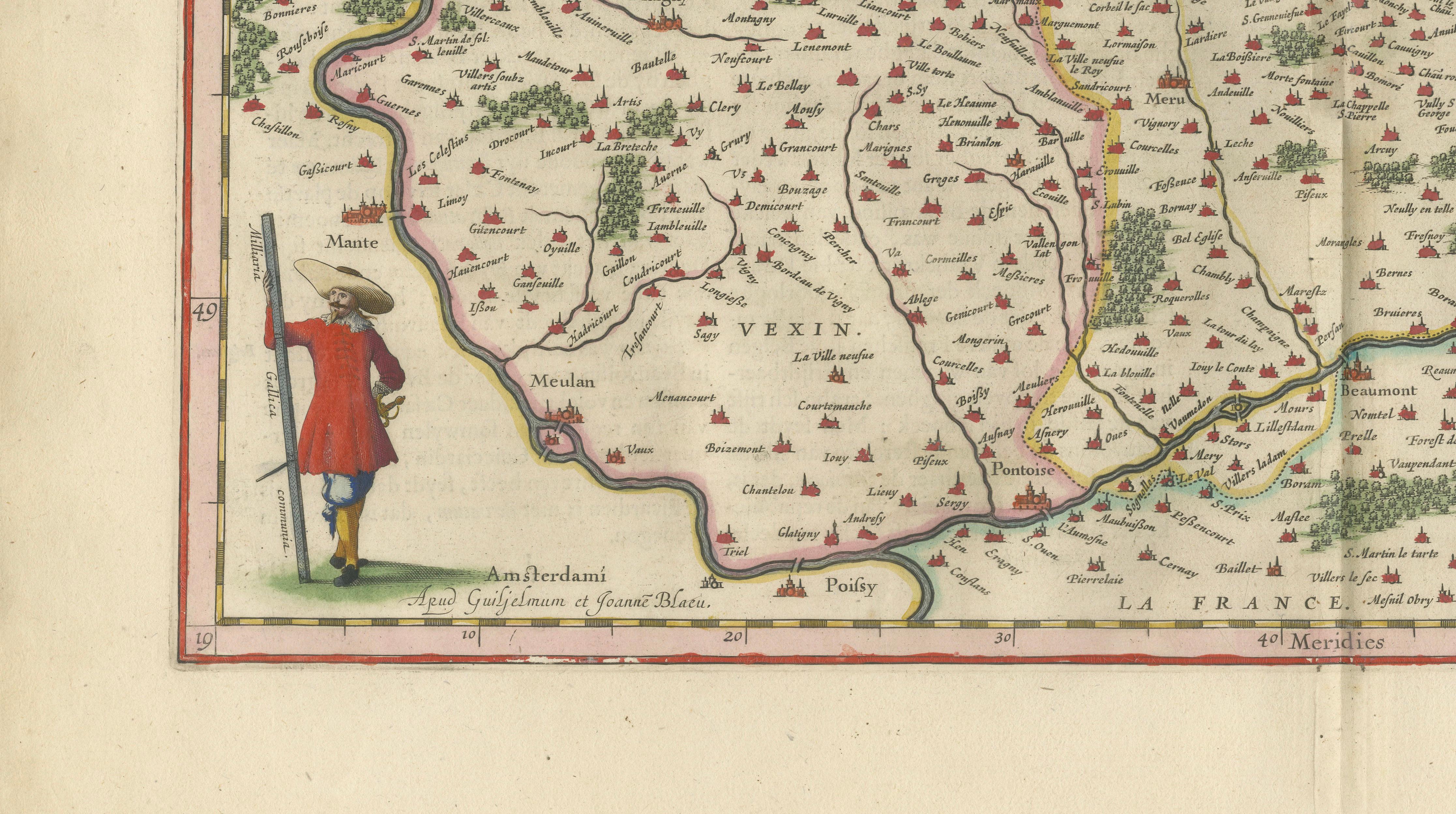 Antique Map Beauvais, Picardy France – Blaeu Hand Colored c.1642