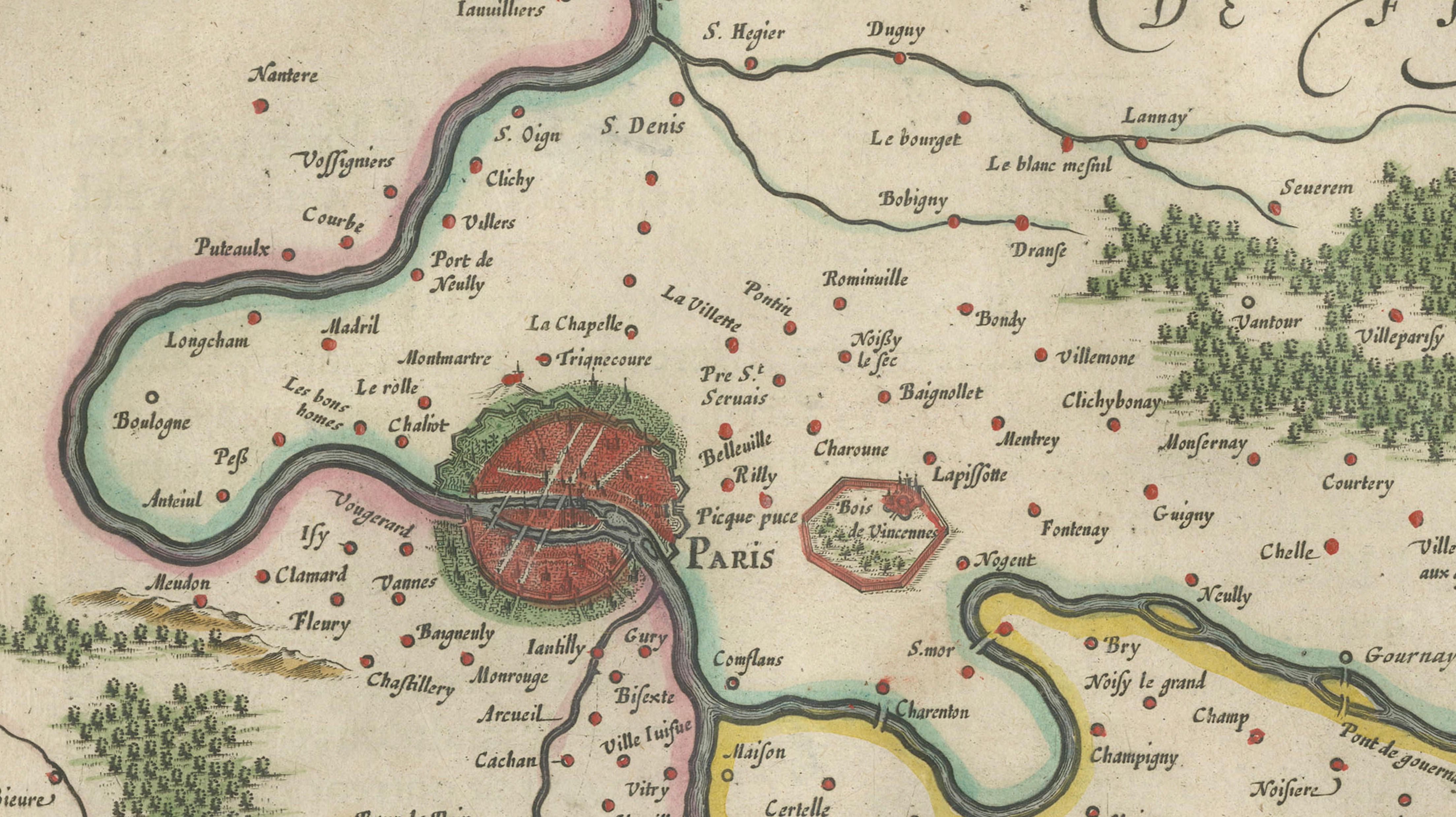 Antique Map Brie & Champagne France, Blaeu c.1642 – Paris Region