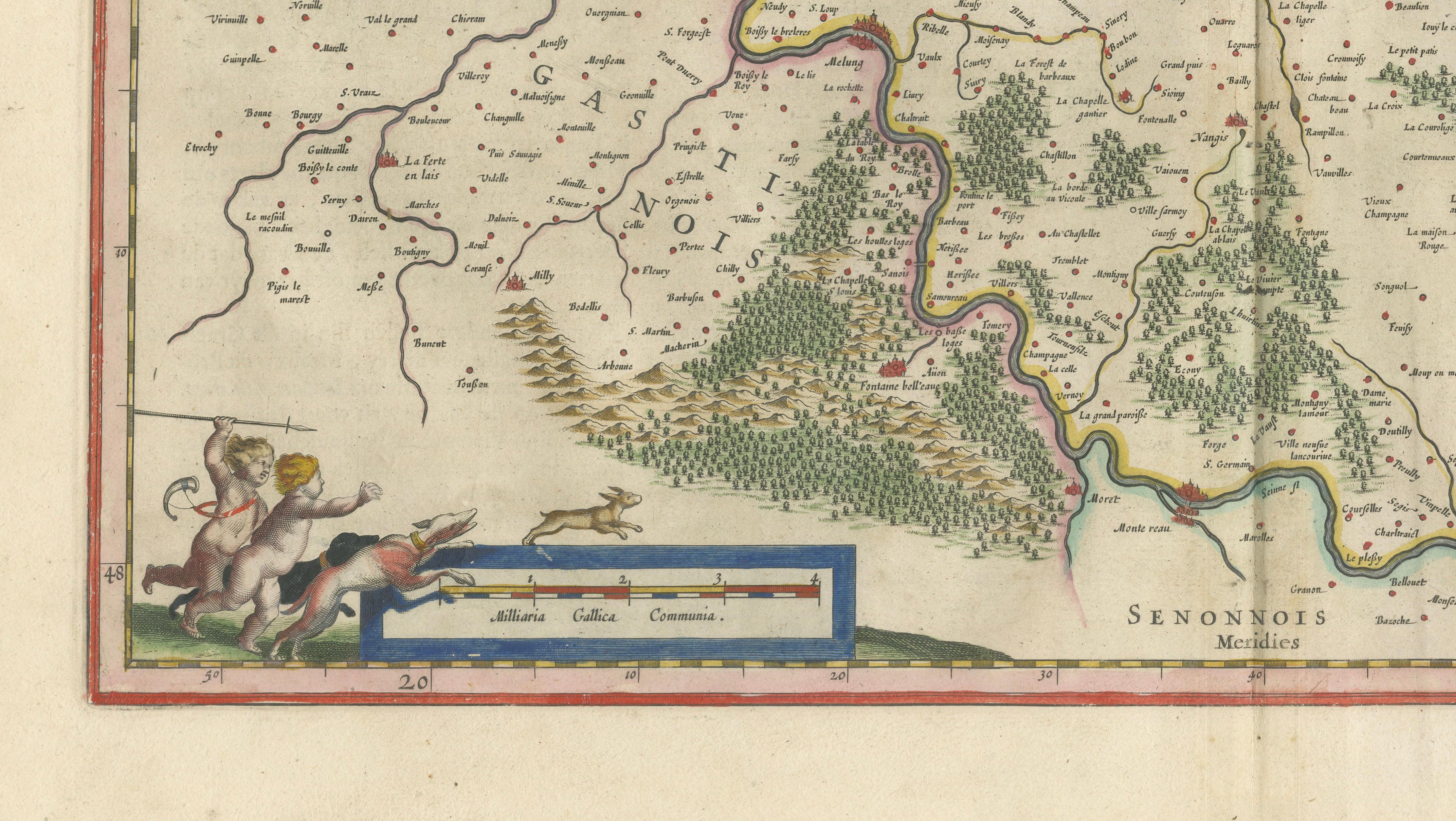 Antique Map Brie & Champagne France, Blaeu c.1642 – Paris Region