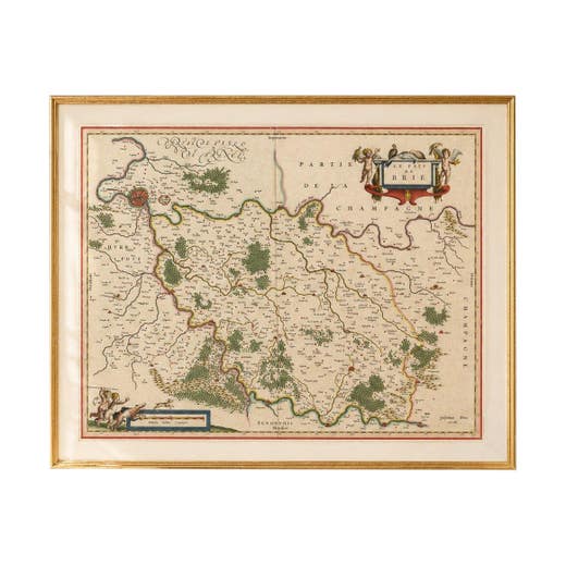 Antique Map Brie & Champagne France, Blaeu c.1642 – Paris Region