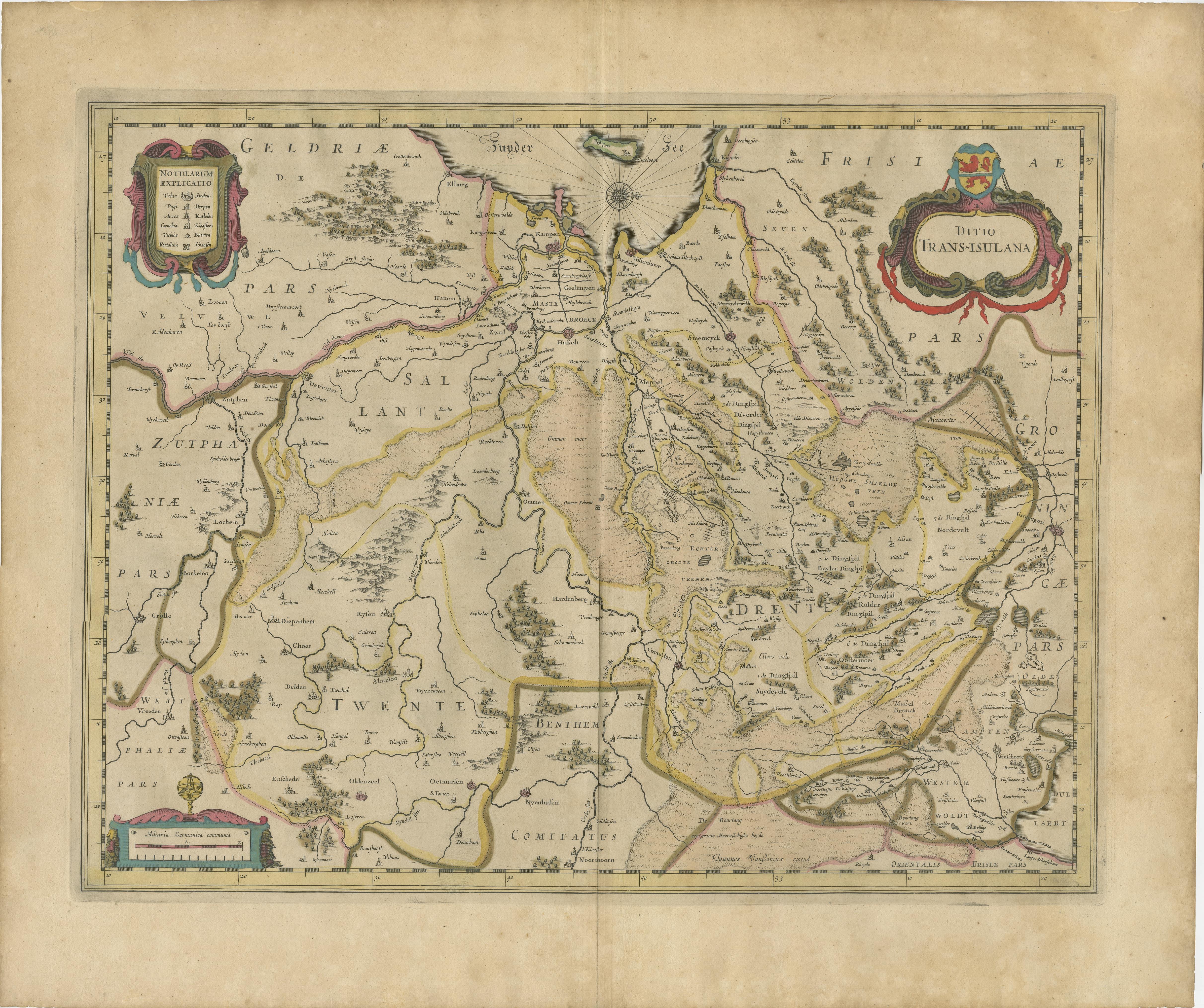 Antike Karte von Janssonius aus der niederländischen Provinz Overijsel, ca. 1650 (Mitte 17. Jahrhundert) im Angebot