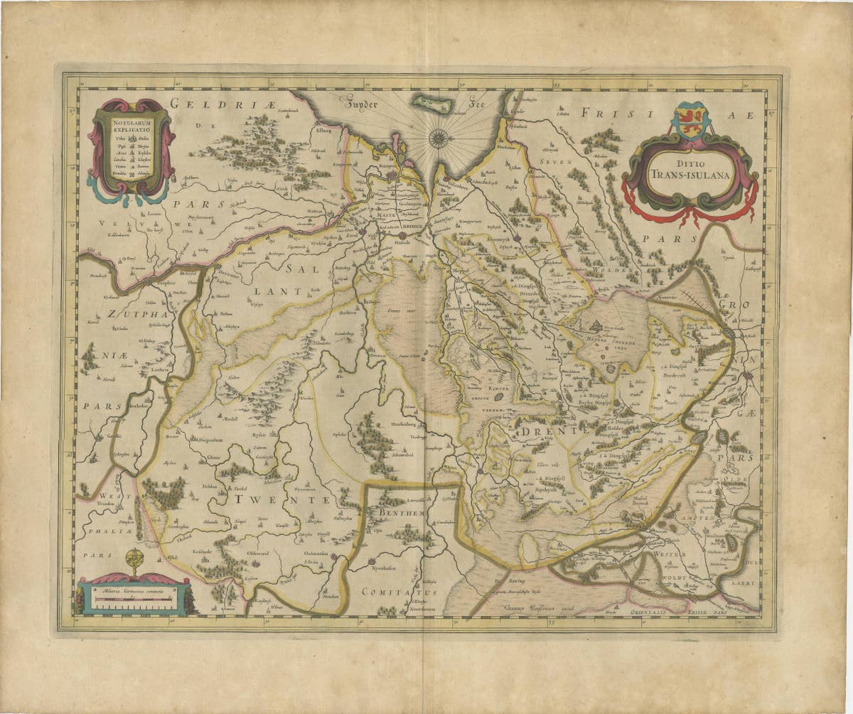 Antique Map by Janssonius of the Dutch Province of Overijsel, ca.1650