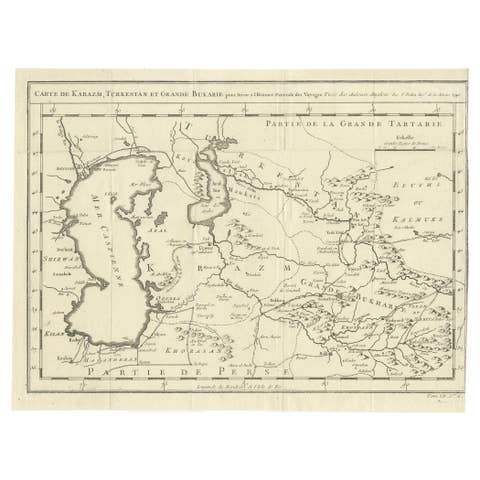 Antique Map of Turkestan & Central Asia – Bellin, 1749