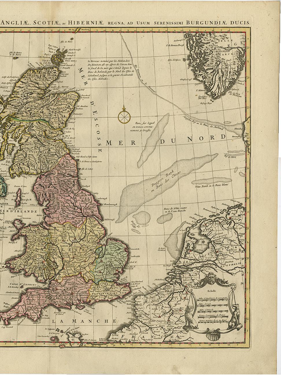 18th Century Antique Map 'Colored Cartouches' of the British Isles by Covens & Mortier ‘1761’ For Sale