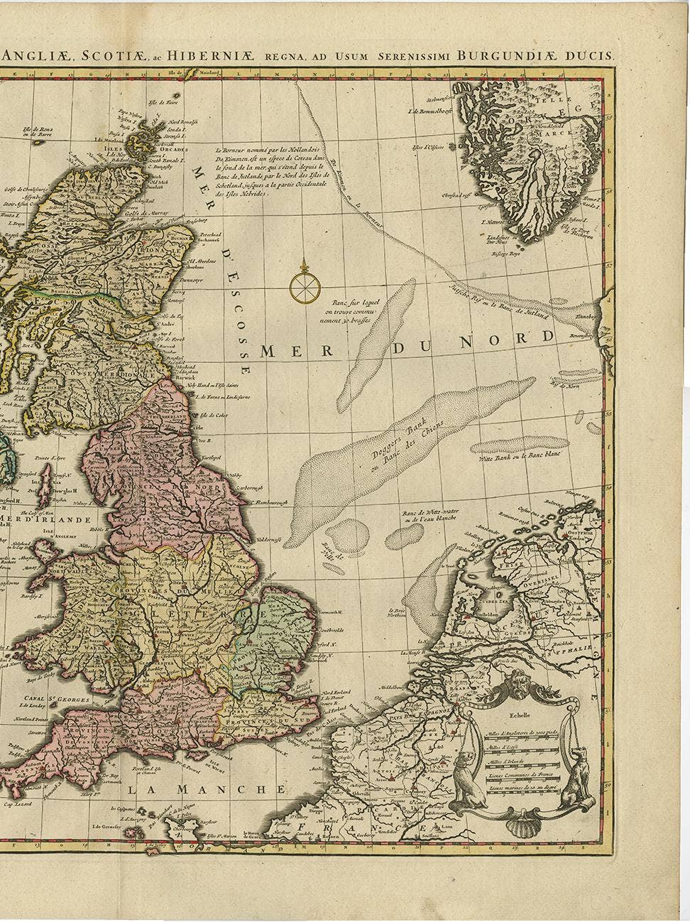 Antique Map 'Colored Cartouches' of the British Isles by Covens & Mortier ‘1761’