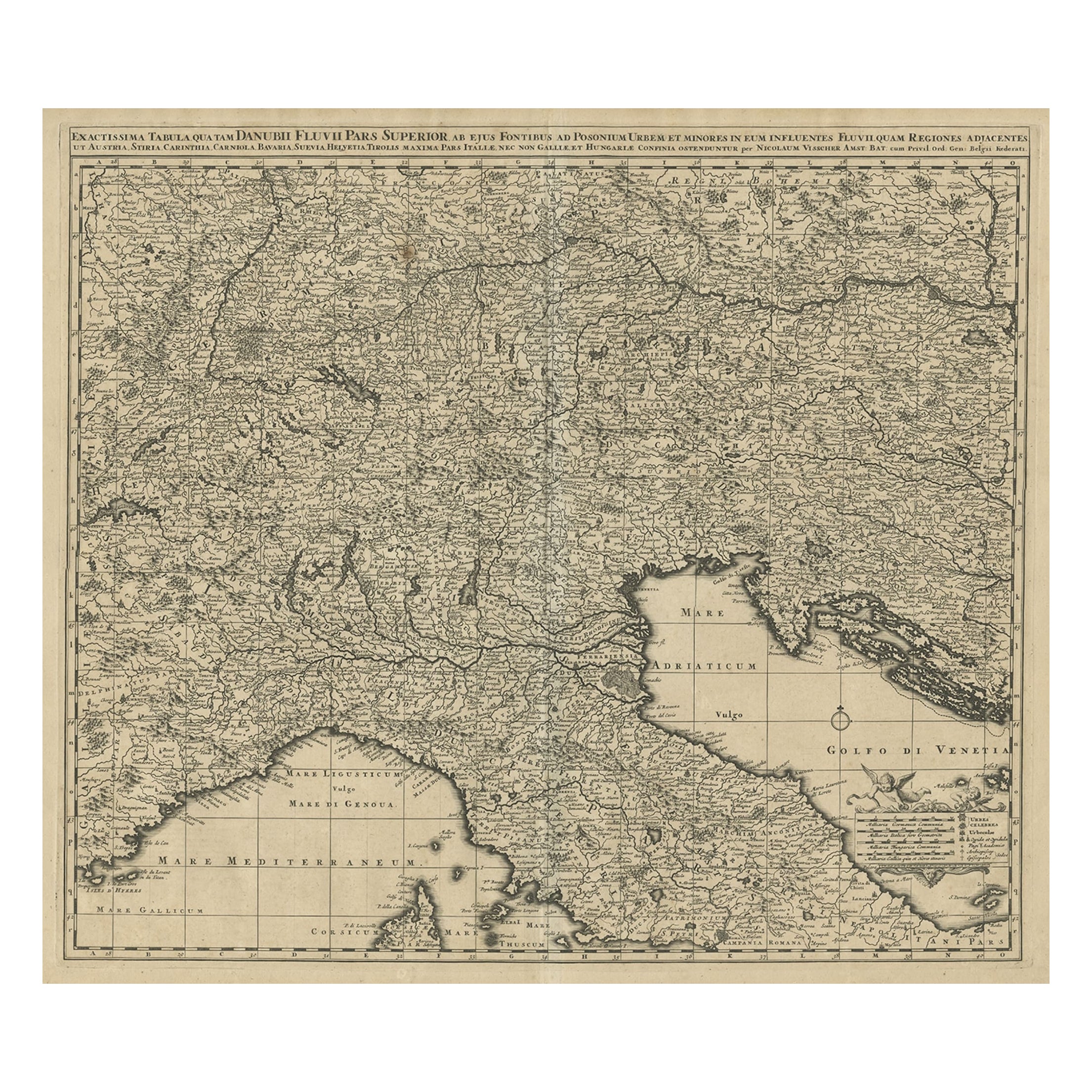 Carte ancienne couvrant l'Italie du Nord, l'Autriche, la Slovénie et la Croatie, vers 1690 en vente