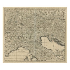 Mapa antiguo del norte de Italia, Austria, Eslovenia y Croacia, ca.1690