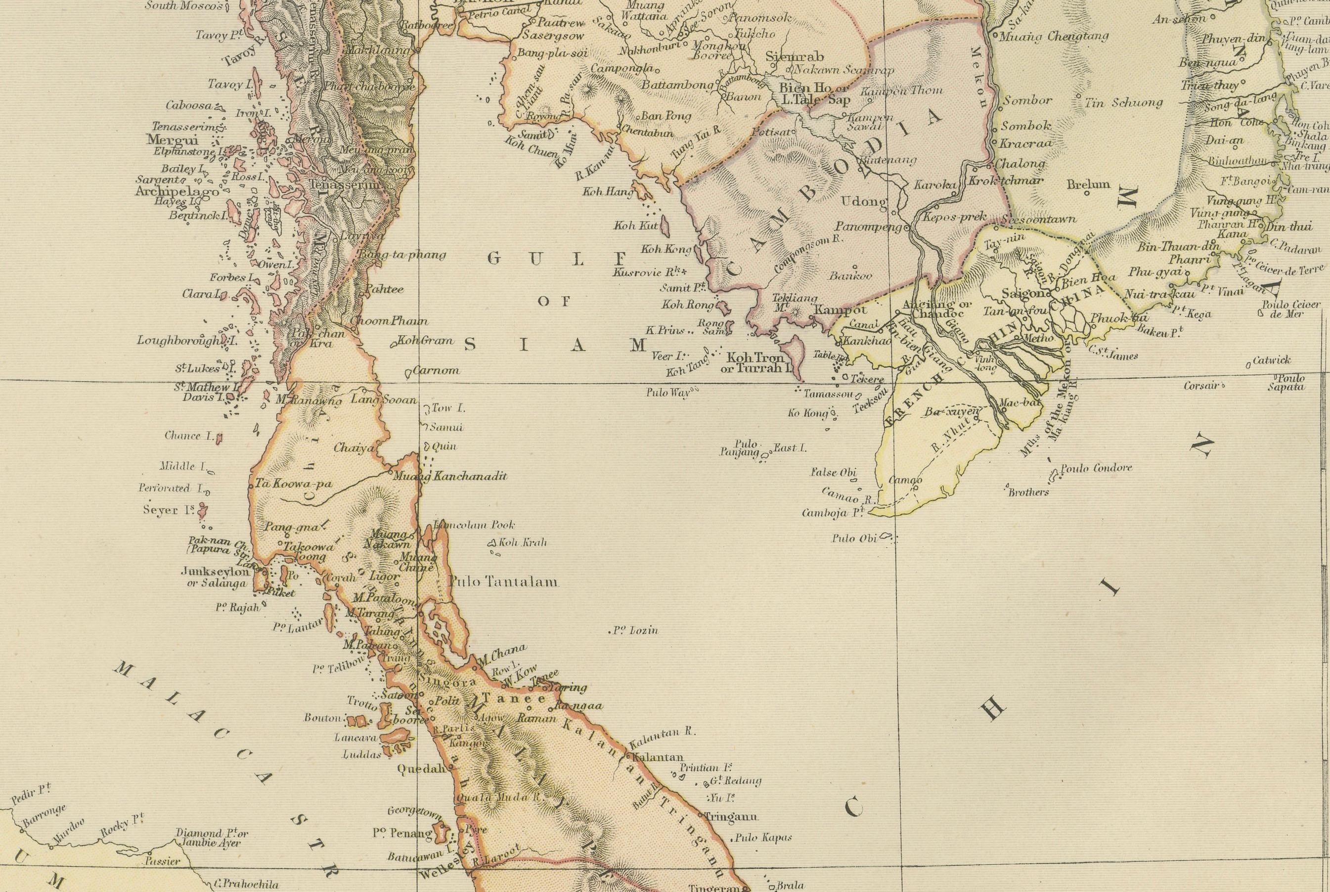 The image shows two maps side by side from the 1882 atlas by Blackie & Son. On the left, the map is titled 