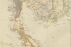 Antique Map Depicting Burma, Siam, Annam (Vietnam) and Japan, 1882