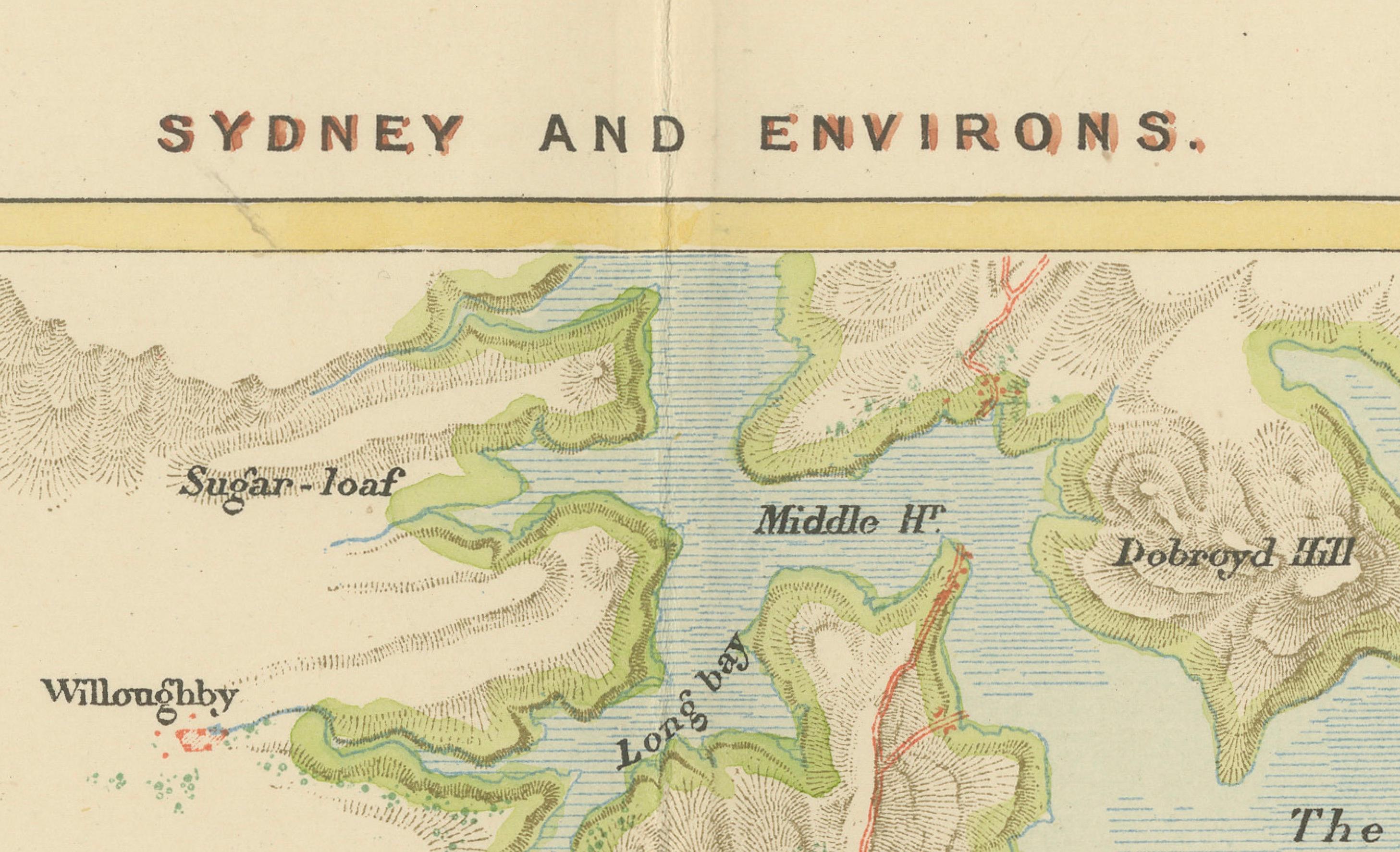 Antique Map Depicting Sydney and Surrounding Areas, Known as Port Jackson, c1889 For Sale 2