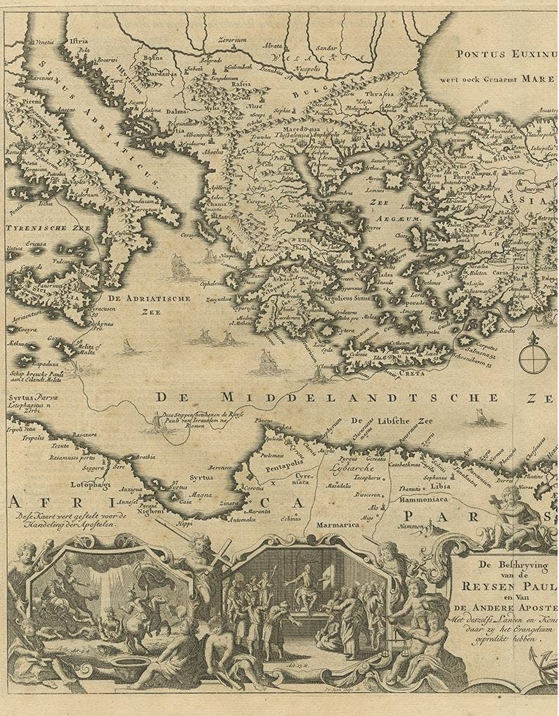 Antique Map Eastern Mediterranean by D. Stoopendaal 'circa 1710'