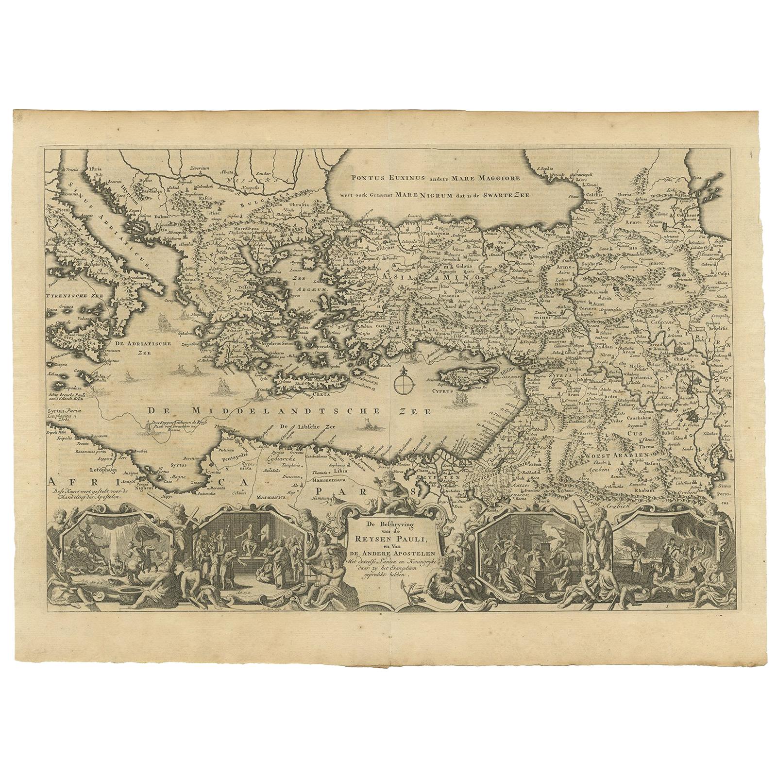 Antique Map Eastern Mediterranean by D. Stoopendaal 'circa 1710'