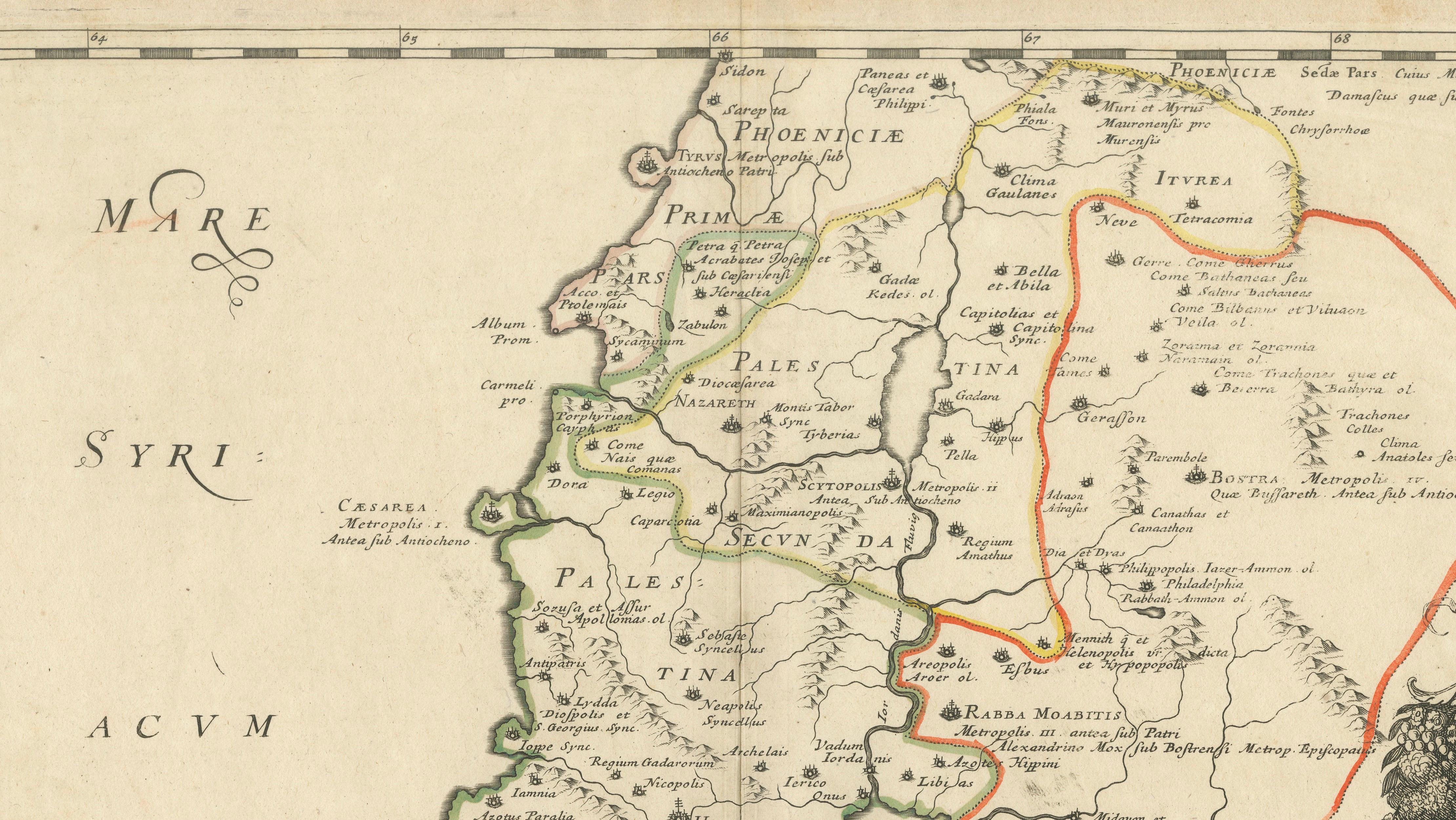 Antique Map Holy Land & Jerusalem — Patriarchatus Hierosolymitani, c1652