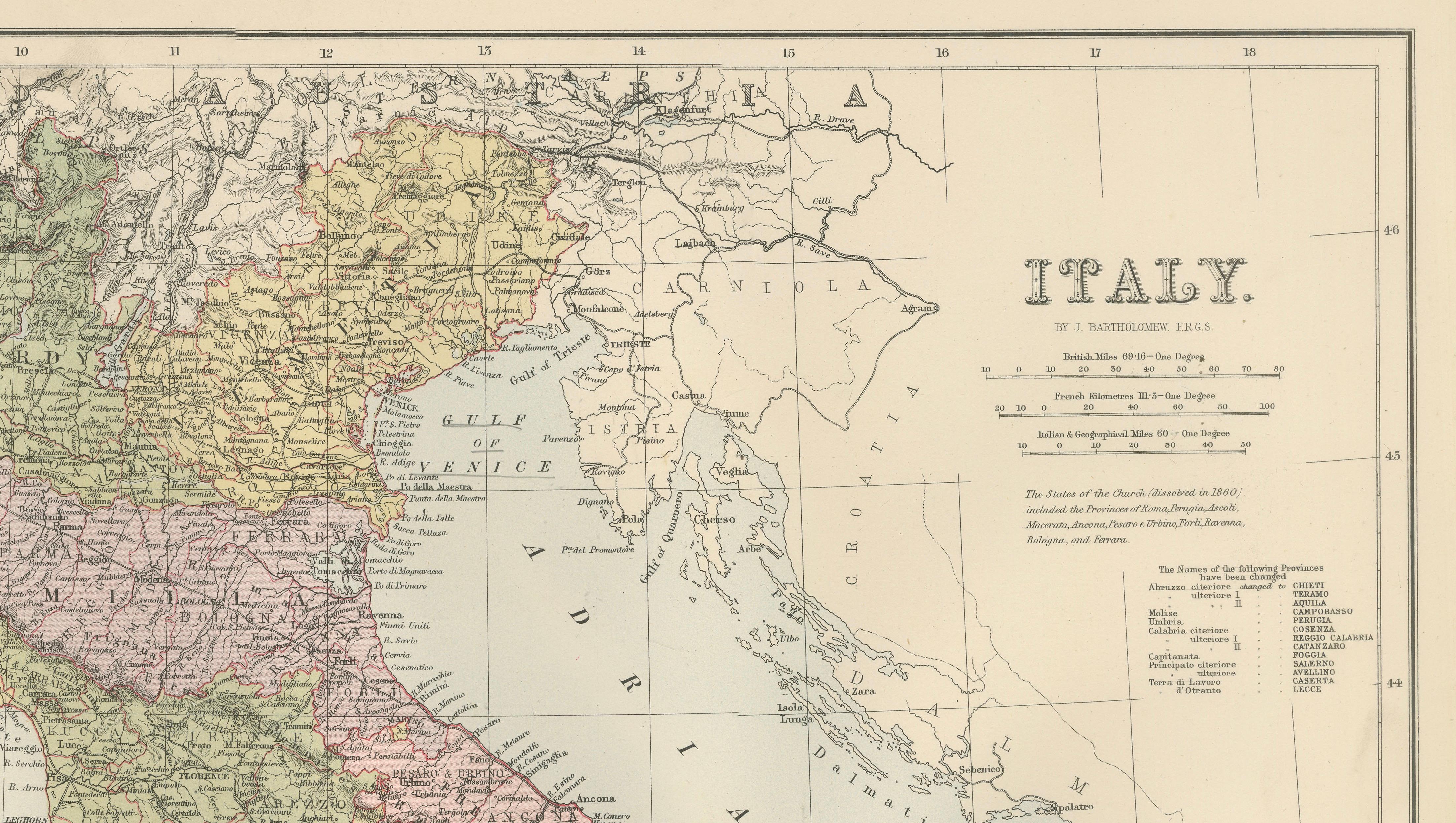 Antique Map Italy, Bartholomew for Black’s General Atlas, Edinburgh 1884