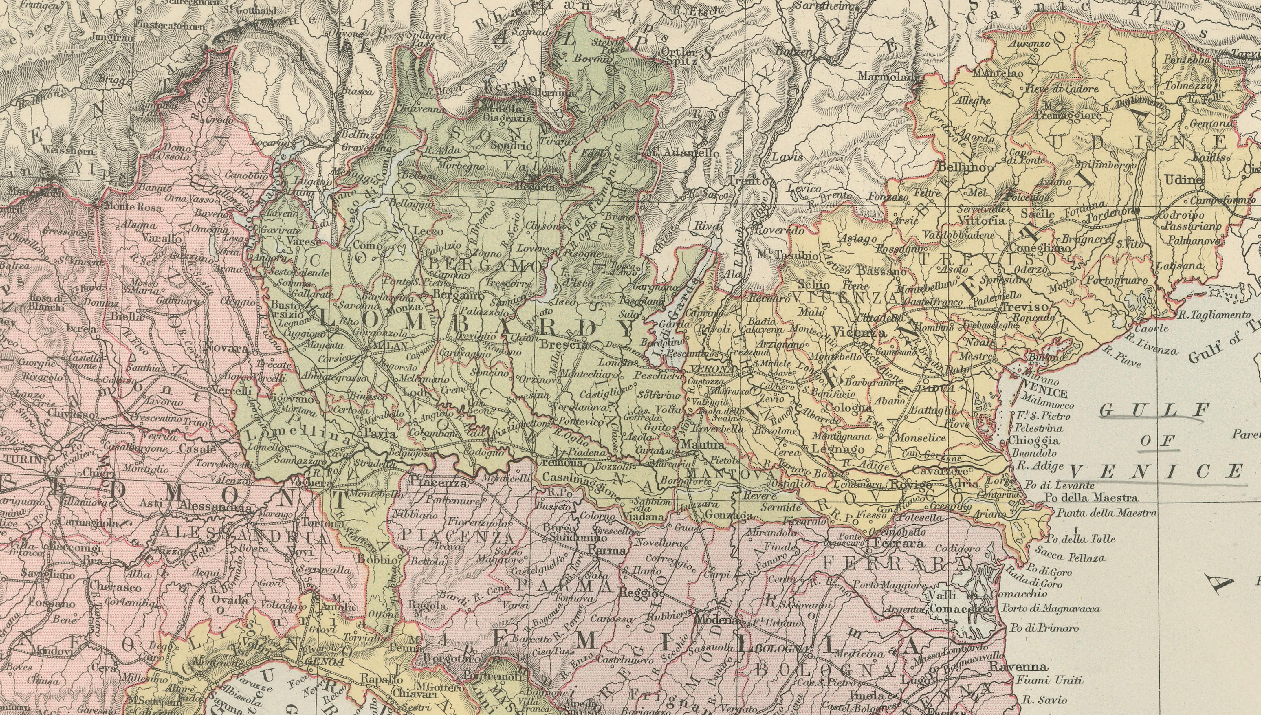 Antique Map Italy, Bartholomew for Black’s General Atlas, Edinburgh 1884