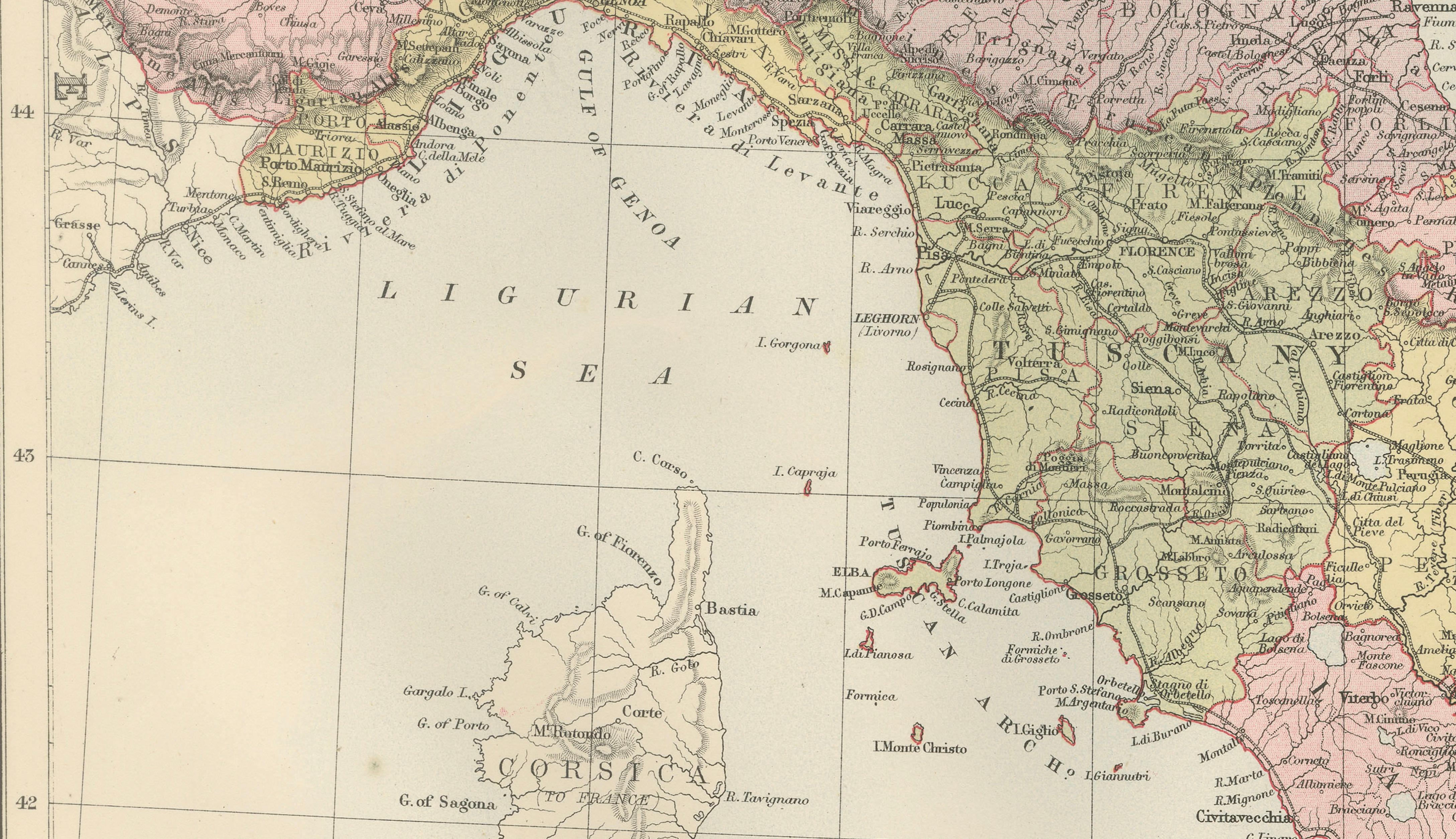 Antique Map Italy, Bartholomew for Black’s General Atlas, Edinburgh 1884