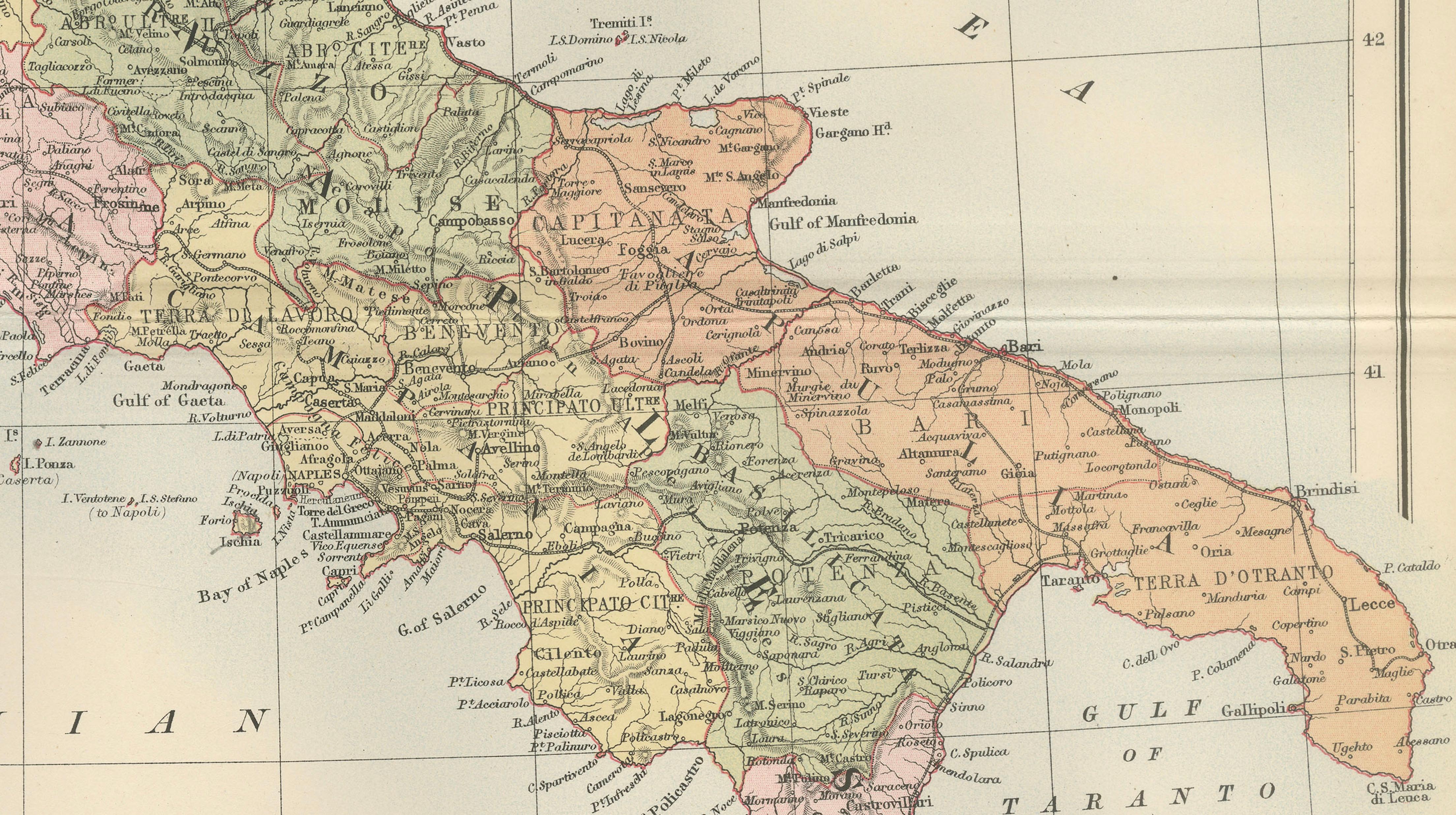 Antique Map Italy, Bartholomew for Black’s General Atlas, Edinburgh 1884