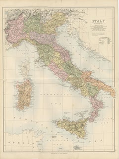 Antique Map Italy, Bartholomew for Black’s General Atlas, Edinburgh 1884