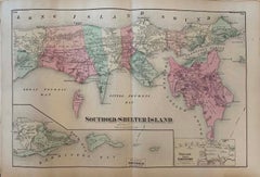 Antique Map Long Island, Southold, Shelter Island, Orient, New York