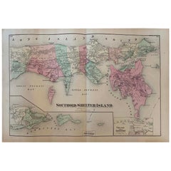 Antique Map Long Island, Southold, Shelter Island, Orient, New York