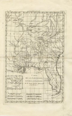 Antique Map Louisiana & Mississippi Valley — Florida Region, Bonne c.1780