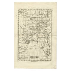 Antique Map Louisiana & Mississippi Valley — Florida Region, Bonne c.1780