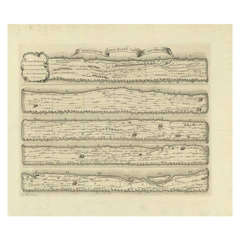 Antique Map Made After a Roman Papyrus Travel Map, Known as Peutinger Map, 1773