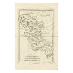 Antique Map Martinique Caribbean Island Chart, Rigobert Bonne French Map, c.1780