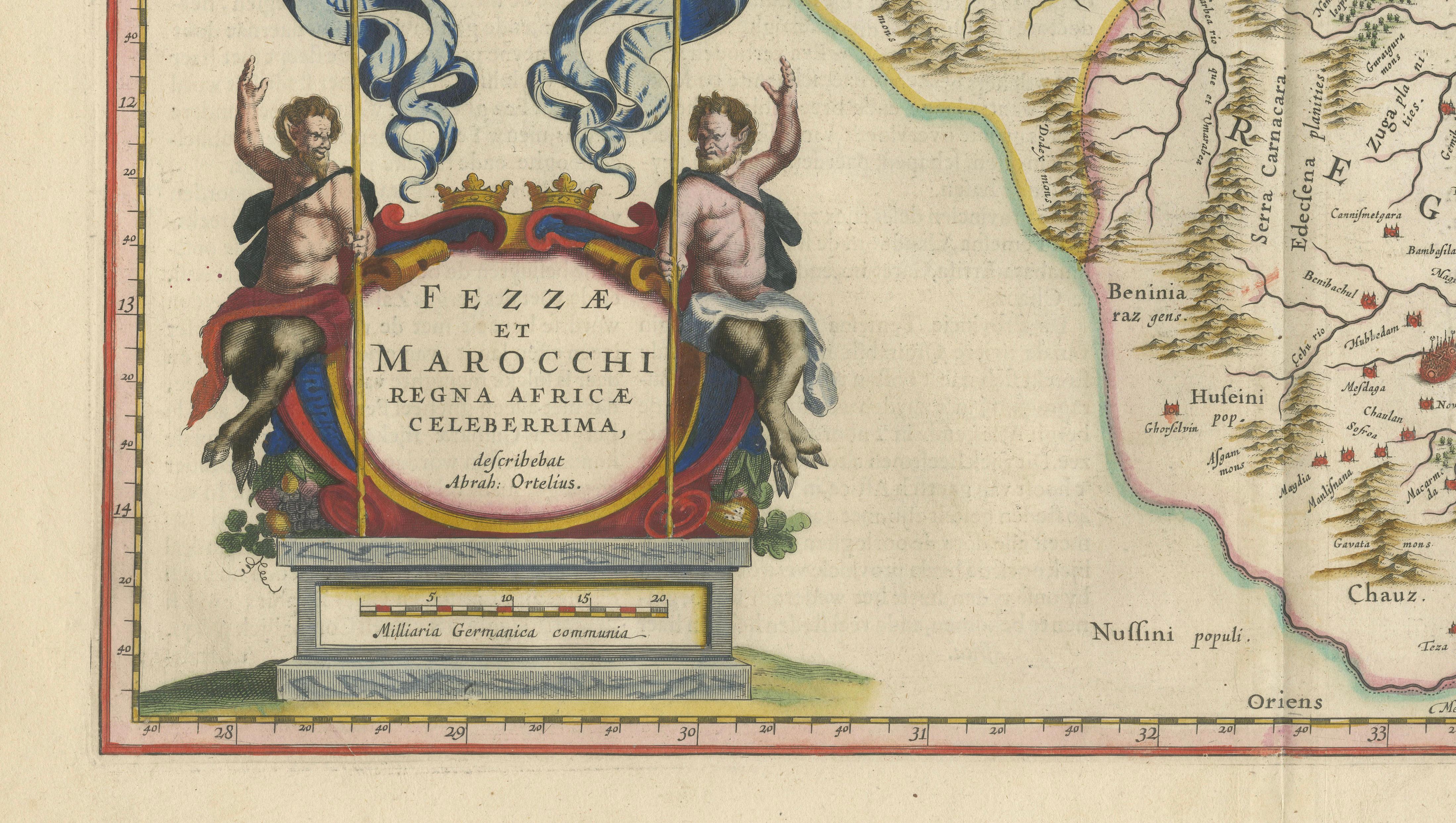Antique Map Morocco Fez & Marrakesh, Blaeu Map, Hand-Colored c.1642