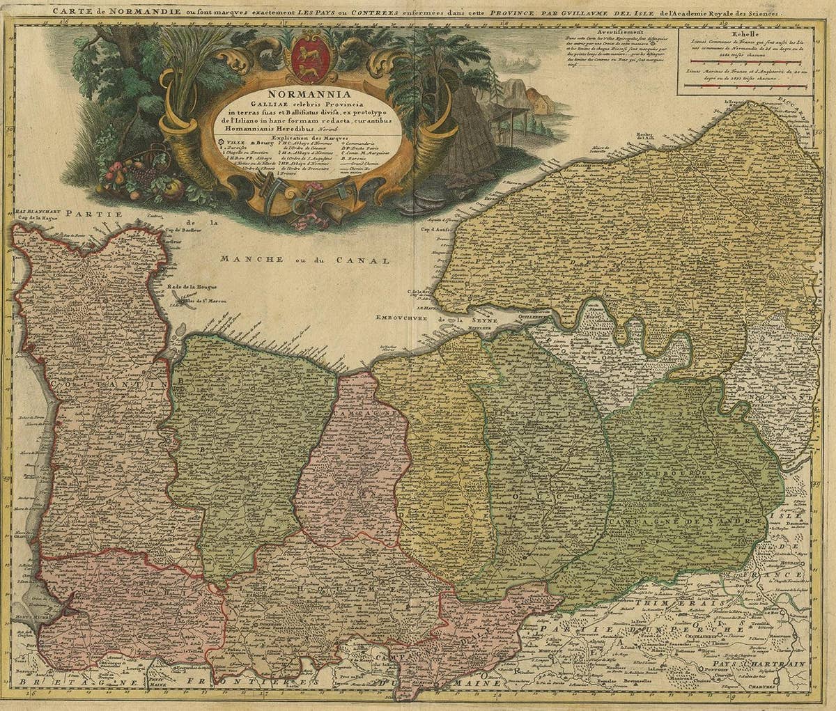 Antique Map Normandy 'France' by Homann Heirs, Published in c.1740