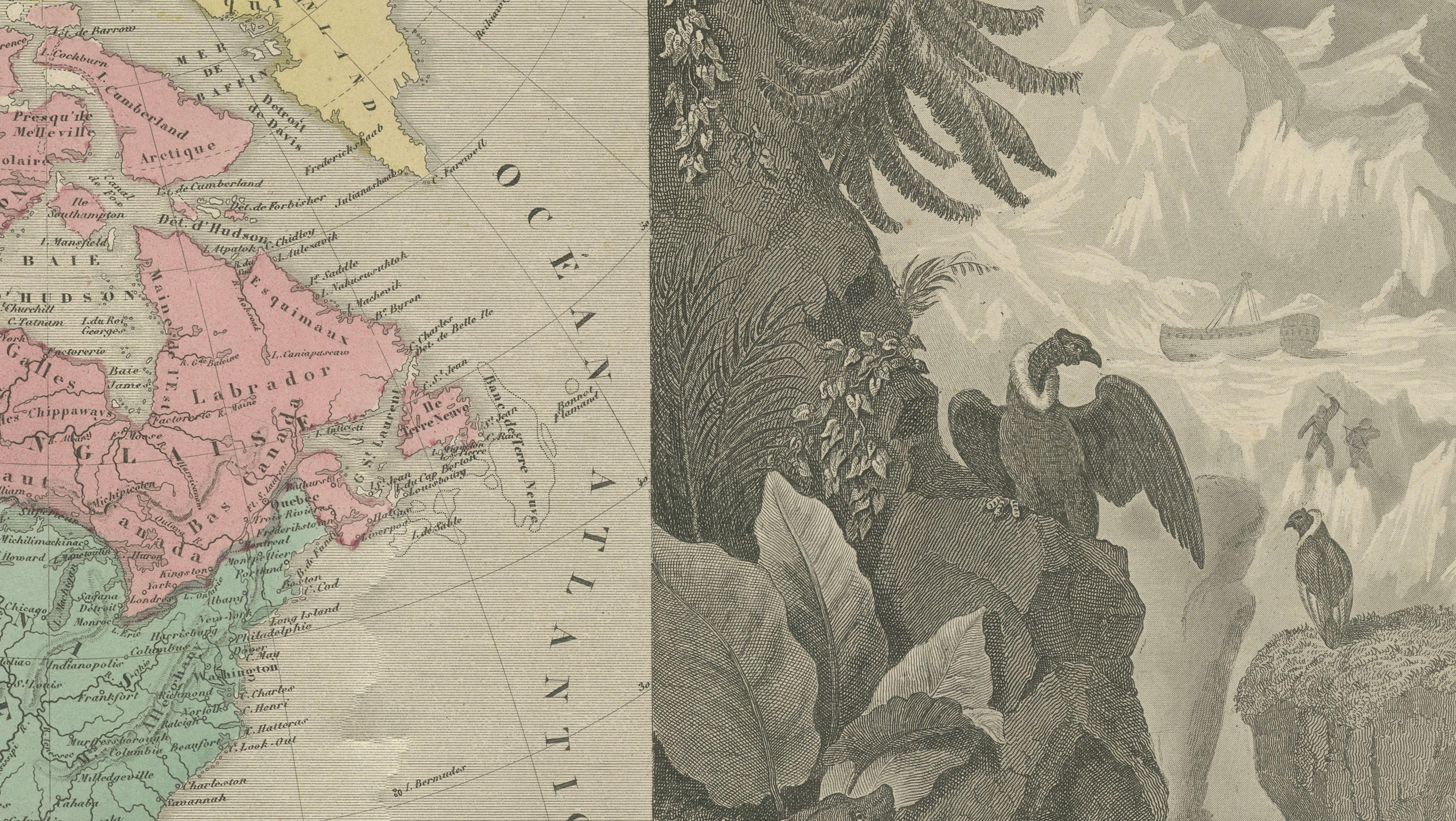 Antique Map North America, Texas Republic, Decorative Levasseur Atlas, c.1845