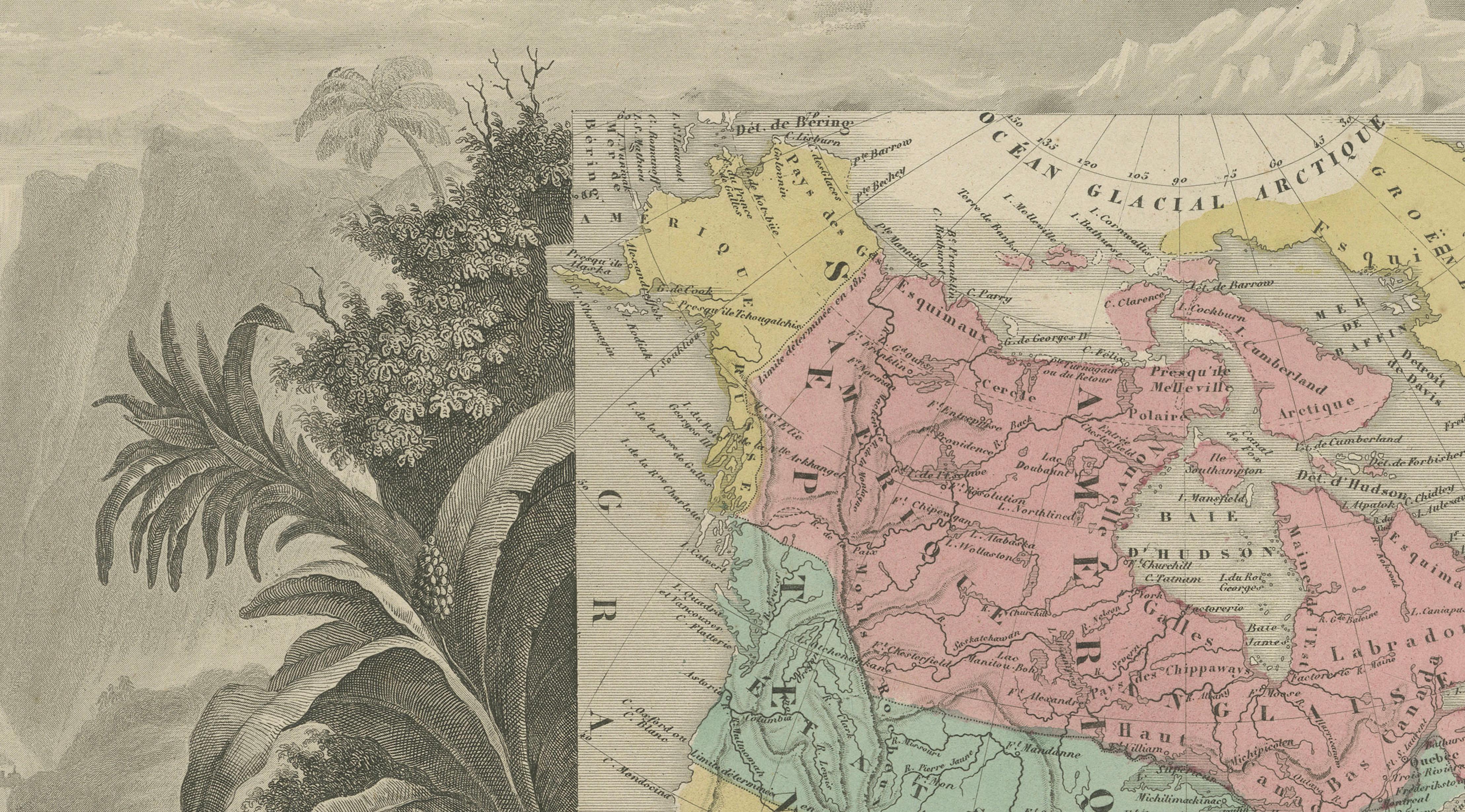 Antique Map North America, Texas Republic, Decorative Levasseur Atlas, c.1845