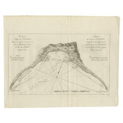 Antike antike Karte einer Bucht in der Nähe von Makassar, Celebes (Sulawesi) von Hawkesworth, 1774