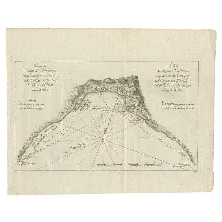 Antique Map of a Bay Nearby Makassar, Celebes 'Sulawesi)' by