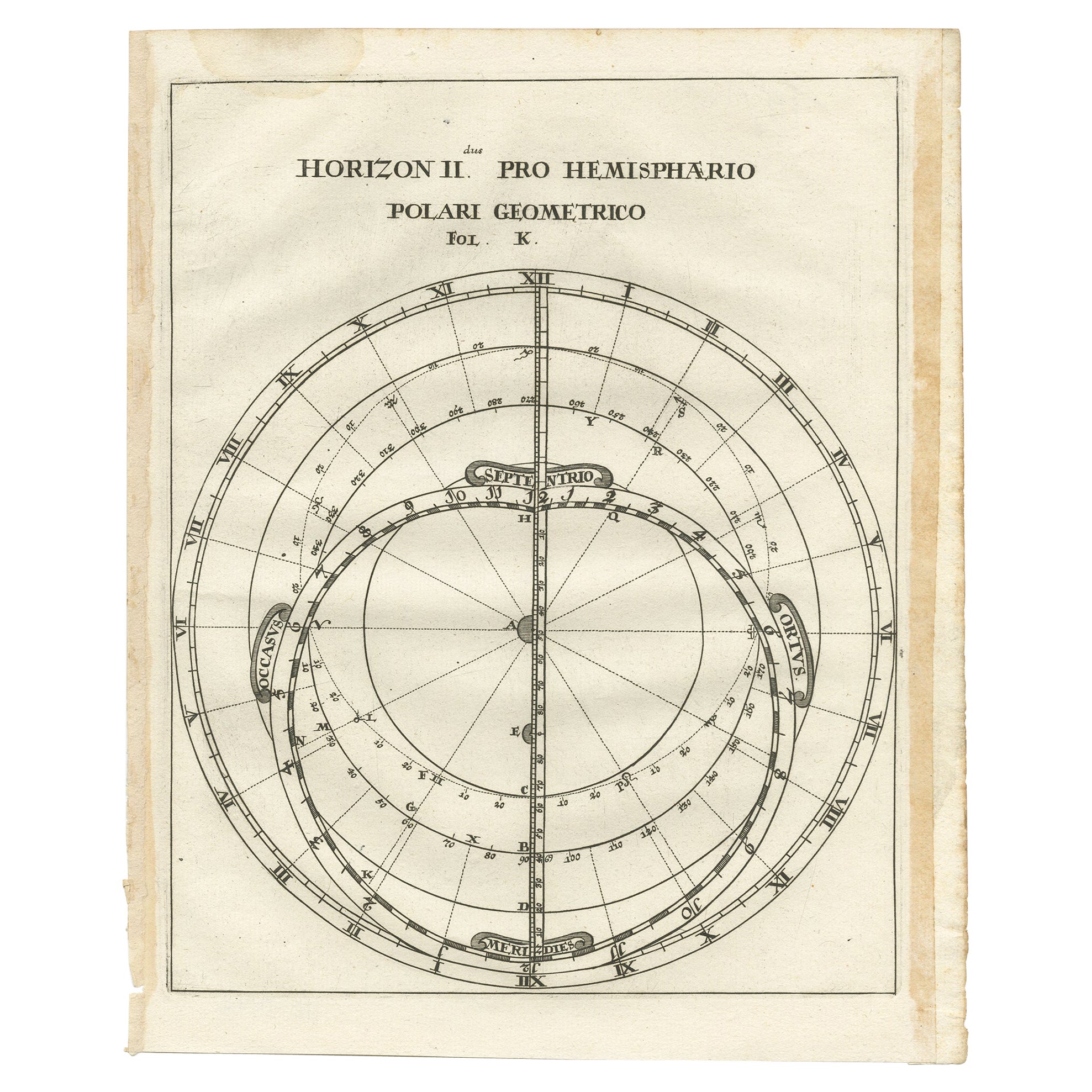 Antike Karte einer Halbkugel von Scherer, ca.1703