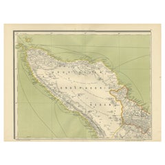 Mappa antica di Aceh o Adjeh nel nord di Sumatra, Indonesia, 1900