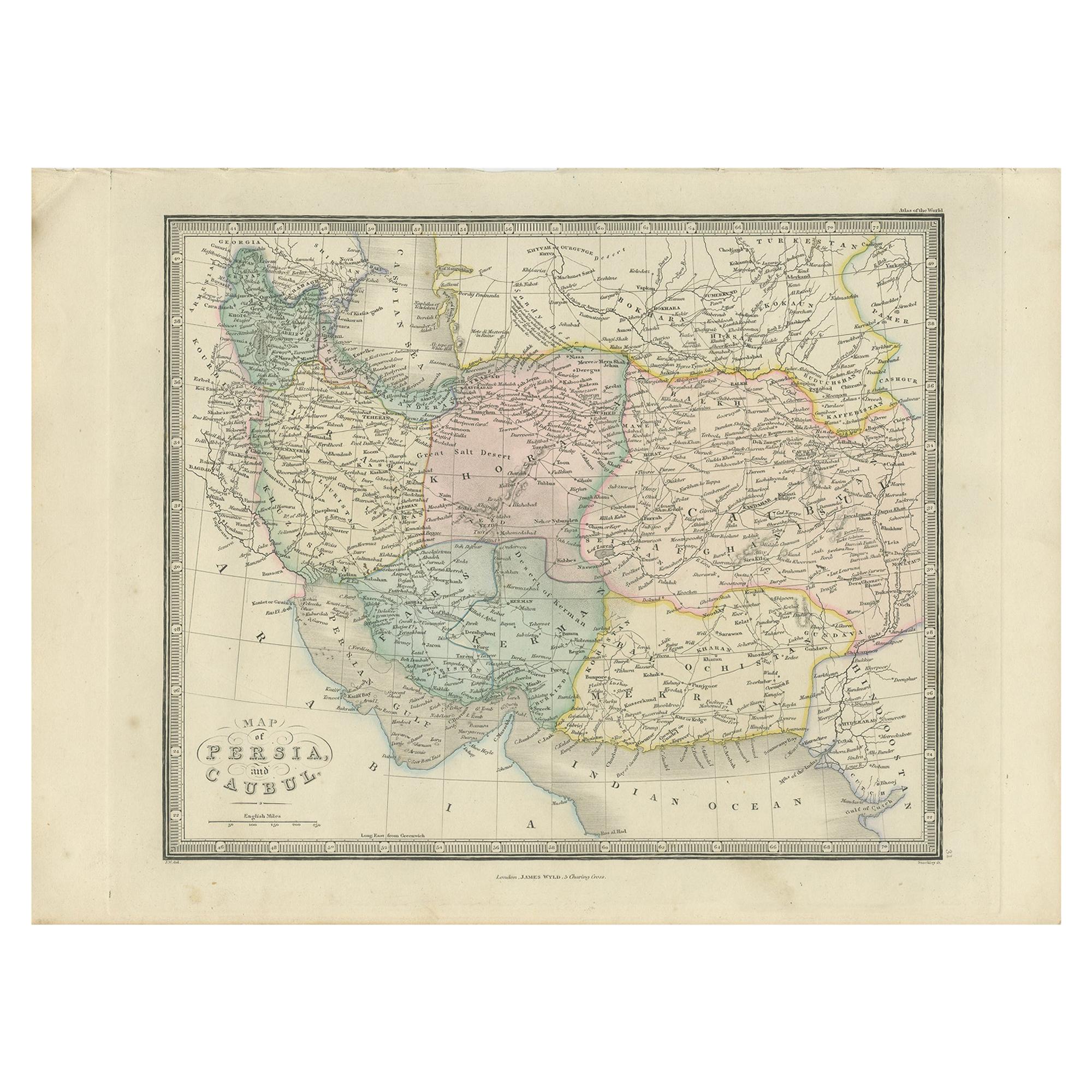 Antique Map of Afghanistan and Surroundings, '1845' For Sale