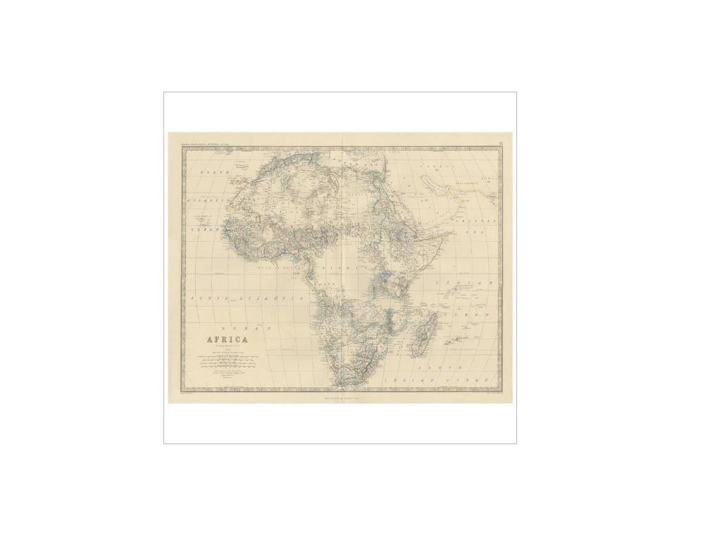Antique map titled 'Africa'. Depicting the Sahara, Morocco, Egypt, Nigeria, Cape Colony, Mozambique, Soudan and more. This map originates from the ‘Royal Atlas of Modern Geography’ by Alexander Keith Johnston. Published by William Blackwood and