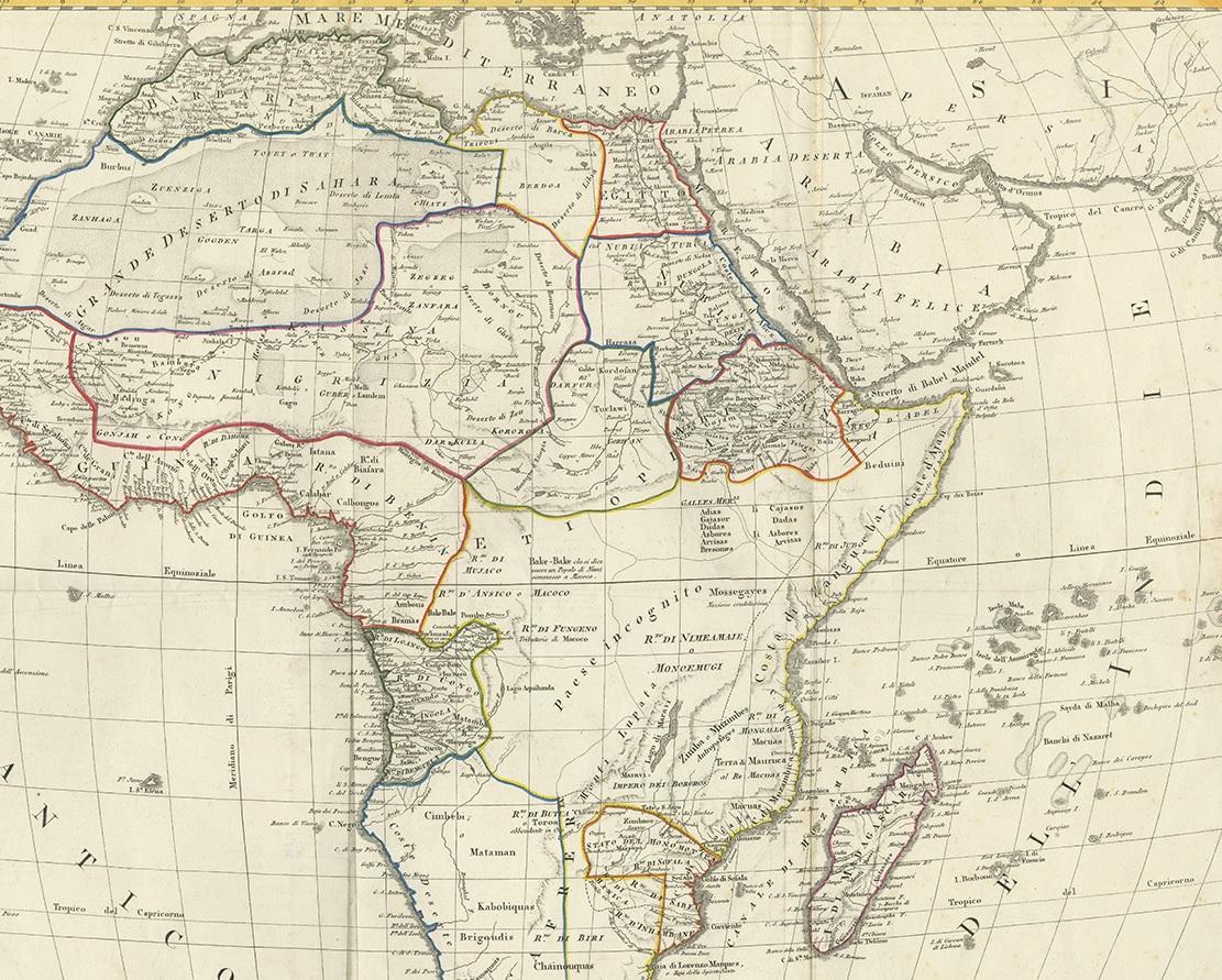 Antike Karte von Afrika von Bordiga Fratelli 'circa 1818' (19. Jahrhundert) im Angebot