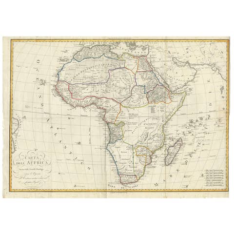 Antique Map of Africa by Bordiga Fratelli 'circa 1818'