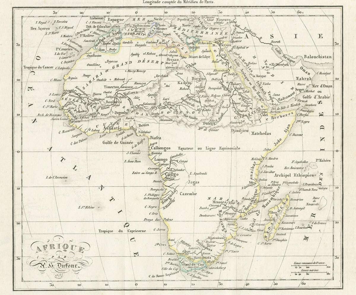 Antique Map of Africa by Dufour, circa 1834