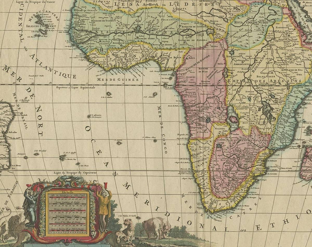 Original Hand-Colored Antique Map of Africa by Elwe '1792'